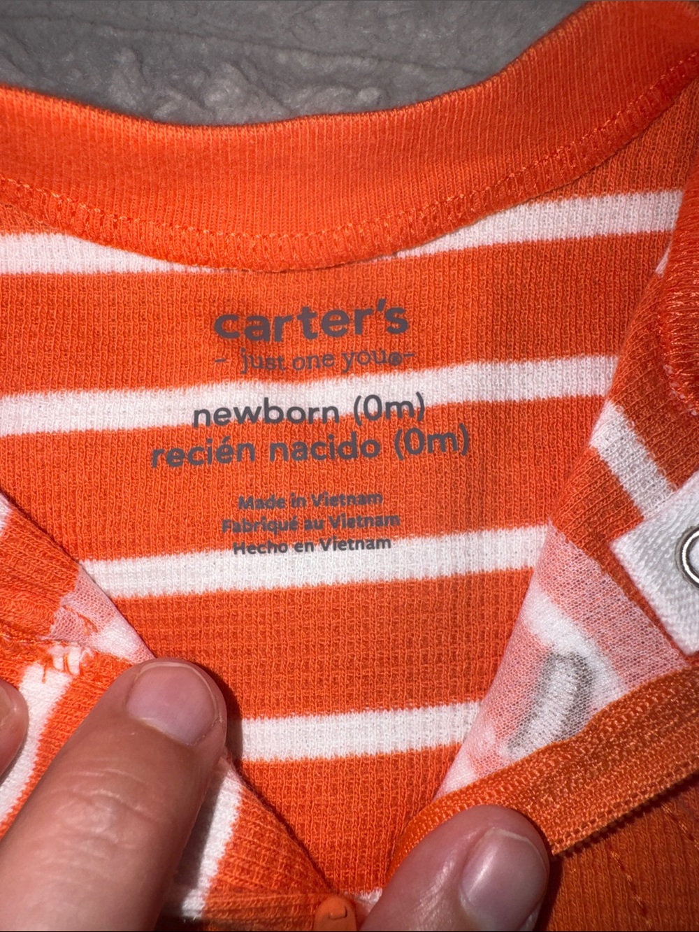 Carter's Orange & White Striped Pumpkin Footed One-Piece Pajamas - Picture 3 of 8
